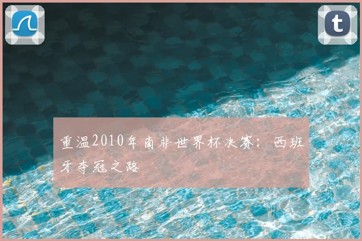 重温2010年南非世界杯决赛：西班牙夺冠之路
